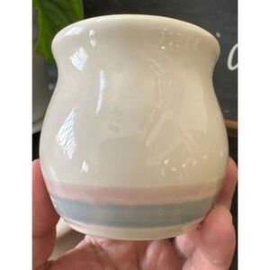 Set of Vintage Aura Pink‎ & Blue Line SUNRISE Pfaltzgraff Salt and Pepper Shaker